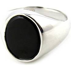 Men - Rhodium Rings Les Tresors De Lily Herren Silberring 'König' Onyx Rhodium 11x14 mm