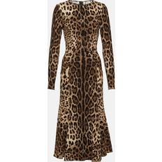 Dolce & Gabbana Long Dresses Dolce & Gabbana Leopard-print jersey midi dress multicoloured