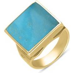 S Rings C. W. Sellors 18ct Yellow Gold Turquoise Hallmark Square Ring Gold