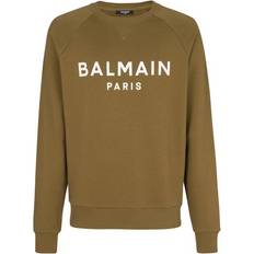 Balmain Men Jumpers Balmain logo printed cotton sweatshirt kaki_blanc_casse