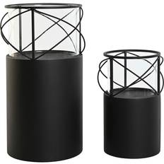 Krystal Lysestager Home ESPRIT Lyseholder Sort Metal Krystal 24.5 x 24.5 x 46 cm Lysestage