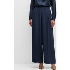 Silk Pants & Shorts Eileen Fisher Pleated Wide-Leg Crepe Pants OCEAN