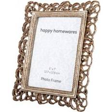 Happy Homewares Vintage and Traditional Rustic Brushed Gold Picture with Photo Frame