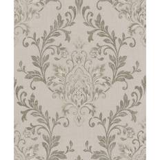Wallpapers Marburg Galerie Wallcoverings Serene Collection Metallic Ornamental Damask Vinyl on Non-woven Wallpaper Roll Brown (33 feet x 21 inches)