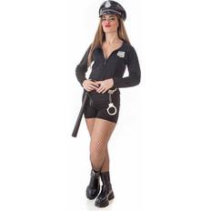 BigBuy Carnival Adult Black Sexy Police Officer Costume 4 Piece Set