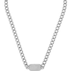 Orelia Rectangle Tag Chunky Chain Necklace - Silver