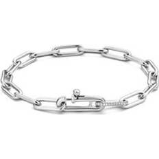 Ti Sento Silver Cubic Zirconia Paper Link Bracelet F6913