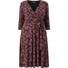 Lauren Floral Surplice Dress - Lavender/Orange/Multi