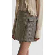 Wool Skirts Reiss Womens Black/camel Ella Dogtooth-pattern Wool-blend Mini Skirt