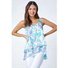 Clothing Roman Animal Print Shimmer Detail Vest Top in Turquoise