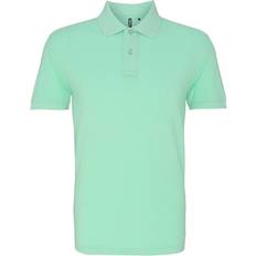 Men - Viscose Polo Shirts ASQUITH & FOX Mens Plain Short Sleeve Polo Shirt Mint Cotton