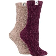 Gold - Women Socks Elle Pair Cable Knit Boot Socks Purple 4-8