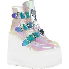 Demonia Cult Womens Ankle Boots Vegan Leather - Pearl Iridescent