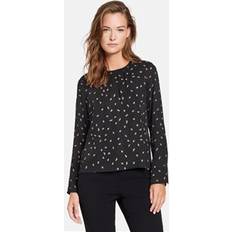 Largo Blusas Taifun Long Sleeve Satin Printed Blouse Black