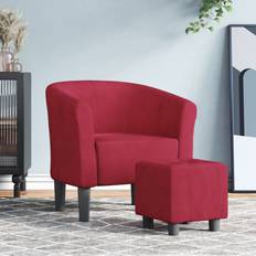 VidaXL Fauteuils vidaXL Chaise Cabriolet Avec Repose-Pied Rouge Bordeaux Velours Wine Red Fauteuil