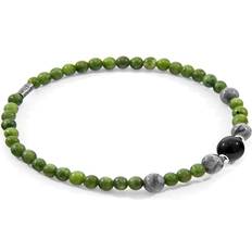 Frederick Silver and Stone SKINNY Bracelet Green 23cm