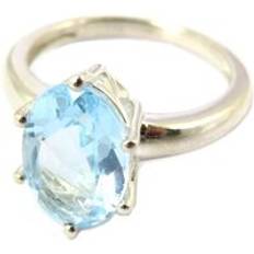 Les Tresors De Lily Handcrafted silver ring 'Sissi' silver blue topaz 13x8 mm Blue