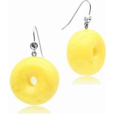 VL021 IP Rhodium PVD Brass Earrings with Synthetic Stone, Topaz
