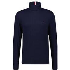 Maglione a collo alto - Uomo Maglioni Tommy Hilfiger Dolcevita Pullover - Navy/Rosso Fuoco/Bianco