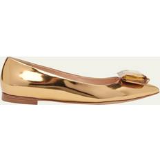 Gold - Leather Ballerinas Gianvito Rossi Jaipur Embellished Leather Ballet Flats - Gold