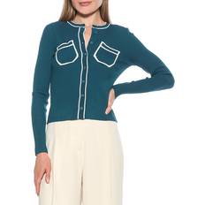 Turquoise - Women Cardigans Alexia Admor Women's Clover Ribbed Cardigan Teal