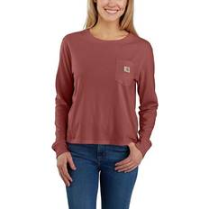 Carhartt Marron T-shirts Carhartt Relaxed Fit Lightweight Pocket Chemise Dames - Rouge