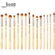 Jessup Brand 15pcs Beauty Bamboo Professional Makeup Brushes Set Make up Brush Tools kit Eye Shader Liner Crease Definer Buffer