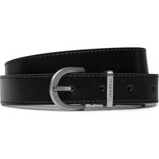 Calvin Klein Women Belts Calvin Klein Sleek Black Leather Belt with Metal Buckle - Black