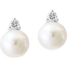 Or Blanc Boucles d'oreilles Bloomingdale's Cultured Freshwater Pearl & Diamond Stud Earrings in 14K White Gold