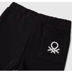 Organic Cotton Trousers Benetton Black Kids Logo-embroidered Tapered-leg Organic-cotton Jogging Bottoms 1-6 Years 5-6 Years