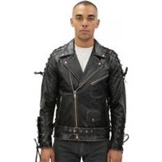 Infinity Leather Infinity Leather Mens Embossed Brando Biker Jacket-Chicago Black