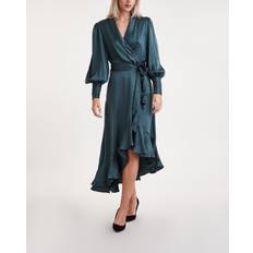 Zimmermann Gröna Klänningar Zimmermann Klänning Silk Wrap Midi Mörkgrön S-M