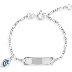 Silver - Unisex Bracelets In Season Jewelry 925 Sterling Silver Adjustable Unisex Evil Eye Protection Kids Tag ID Bracelet