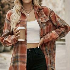 Shein Shirts Shein Women'S Regular Fit Casual Plaid Shirt