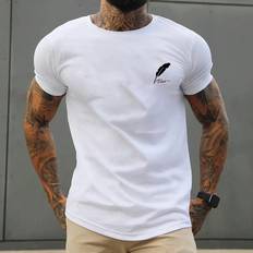 Shein Herr T-shirts Shein Men's Short Sleeve T-shirt With Feather Pattern