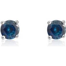 9 carati Orecchini 9ct White Gold Sapphire 4mm Round Claw Set Stud Earrings