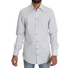Men - One Size Shirts Dolce & Gabbana Black White Polka Dots Dress Shirt IT39