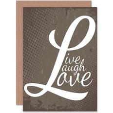 Brown Cards & Invitations ARTERY8 Wee Blue Coo Live Laugh Love Illustration Words Birthday Greeting Card