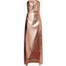 Womens Rose Gold Metallic Sleeveless Faux-leather Maxi Dress