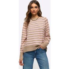 River Island Hauts River Island Womens Beige Knitted Stripe Jumper Beige