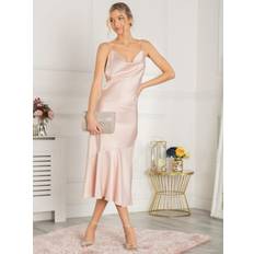 Clothing Jolie Moi Alaysha Cowl Neck Satin Dress Dusty Pink