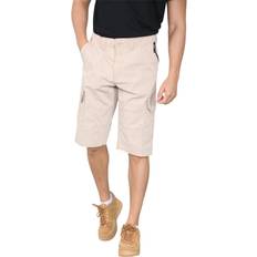 Chino Shorts - White MYT Mens Cargo Multi-Pocket Quick Dry Shorts in Sand Cotton Waist