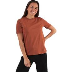 Beige - Dame T-skjorter Pieces Ria Ss Fold Up Solid Tee Beige, Female, Tøj, T-shirt, Beige