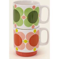 Orla Kiely Set of 2 Stacking Atomic Flower Bubblegum Basil 2pcs