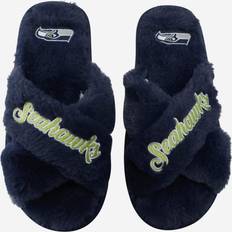 Fur Slides Foco Seattle Seahawks Womens Script Wordmark Fur Cross Slide