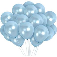 Light Latex Balloons Shatchi Latex Balloons Metallic Light Blue 12 Inches For All Occasions 10Pcs