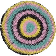 Ganni Stribet Mohair Beret med Logo Broderi - Flerfarvet