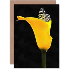 Black Cards & Invitations ARTERY8 Wee Blue Coo Yellow Flower Black White Butterfly Photo Bday Greeting Card