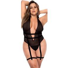 Mapale Mapalé by Espiral womens Bodysuit Lingerie Set, Black, 3X-4X