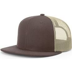 Richardson Unisex 511 Flatbill Trucker Adjustable Snapback Baseball Cap - Split Brown/Khaki